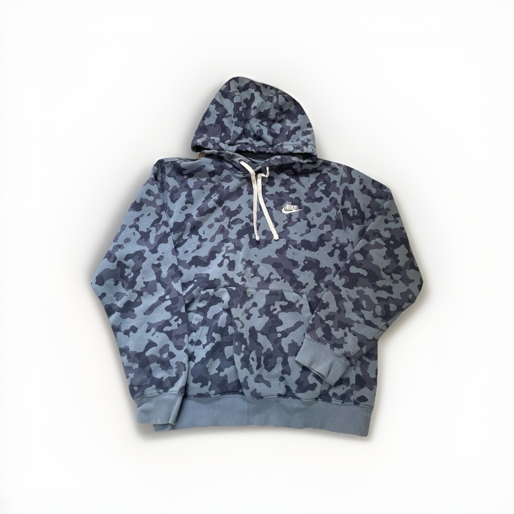 Nike Men Camo Hoodie‎ Sweatshirt Gray Blue Size Medium